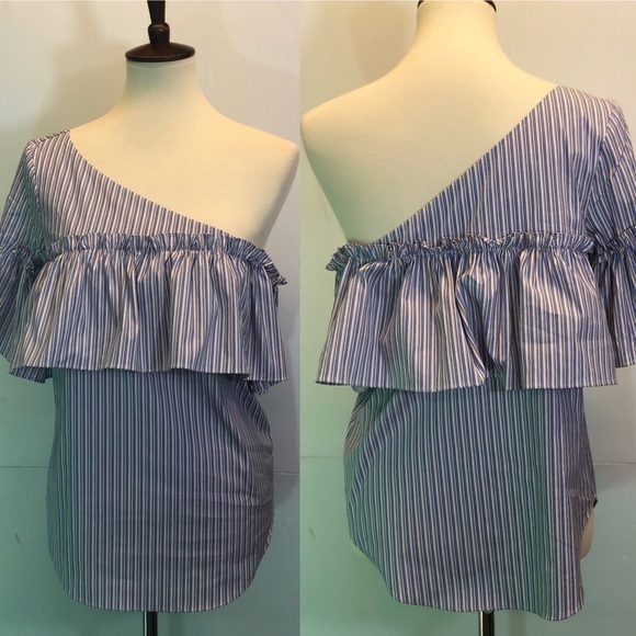 Bar III WOMEN’s Ruffled one shoulder blouse - Picture 1 of 7